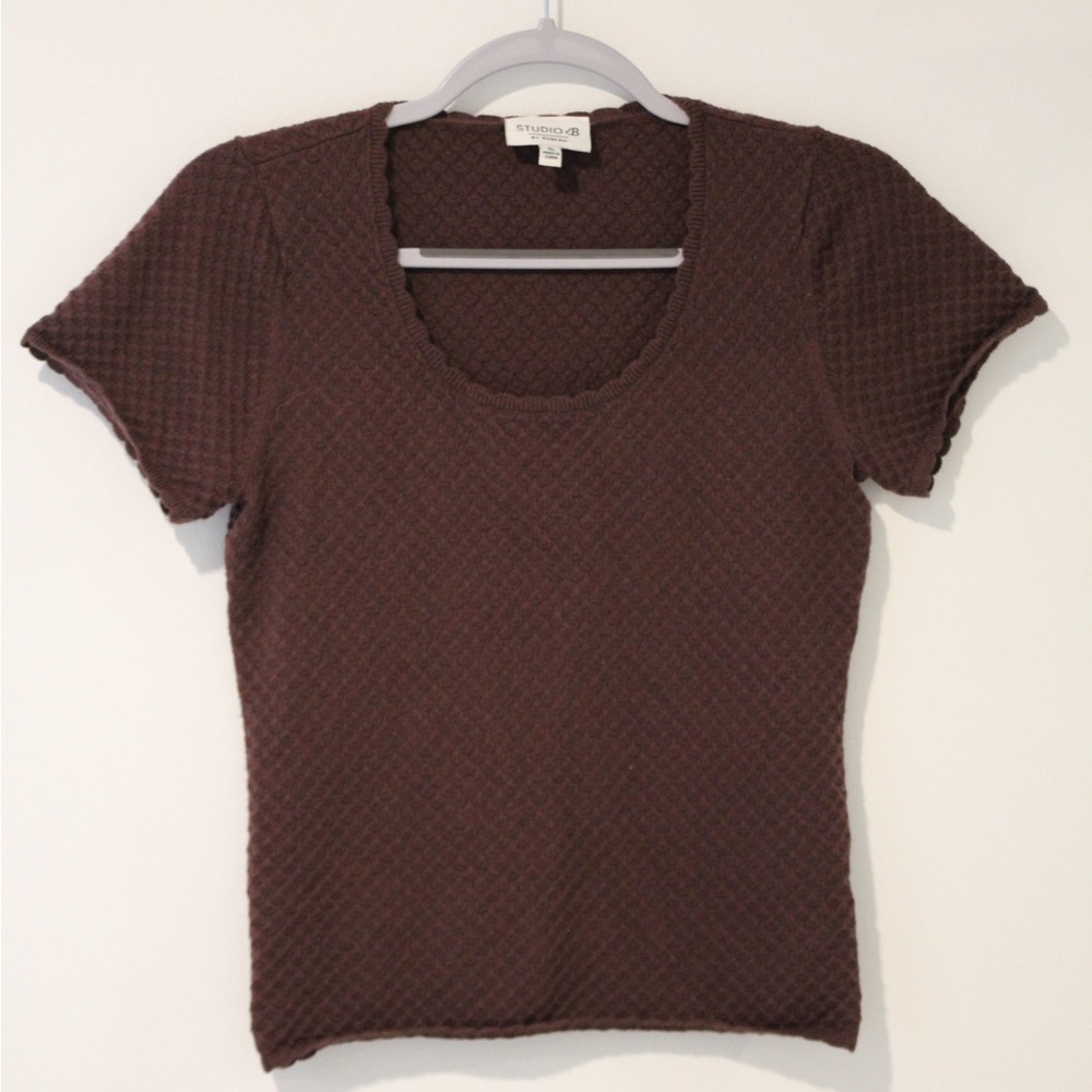 Studio 1940 Chocolate Textured Short Sleeve Top